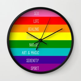 Original PRIDE flag with color meanings - Gilbert Baker's 8 stripes Wall Clock
