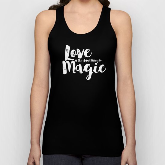 LOVE is the closest think to magic - Saying on peach background - on #Society6 Unisex Tank Top