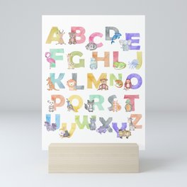 Watercolor Alphabet Animals Mini Art Print