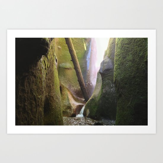 Moss Cave + Waterfall Art Print