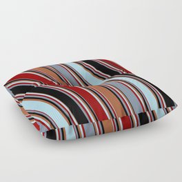 [ Thumbnail: Sienna, Light Blue, Dark Red, Light Slate Gray, and Black Colored Pattern of Stripes Floor Pillow ]