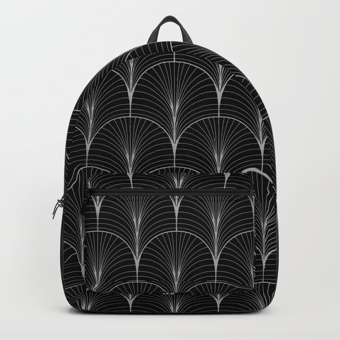 Art Deco Midnight Pattern Black White Grey Backpack