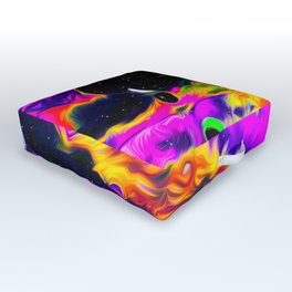 Bayesian Rationality Iridescent Space Vaporwave Marble Abstract Background Rainbow Outdoor Floor Cushion