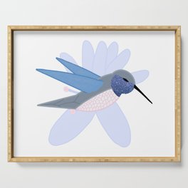 Small Blue Hummingbird Shimmer Cheeks Serving Tray