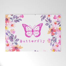 Pink Butterfly Welcome Mat