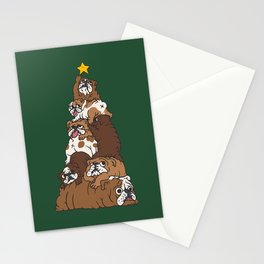 Christmas Tree English Bulldog Stationery Card