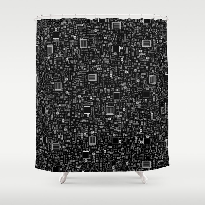 All Tech Line INVERTED / Highly detailed computer circuit board pattern Shower Curtain