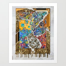 Fractured Frame Abstract Paintings 3D  Art Print