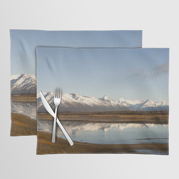 Argentina Photography - Lake Reflecting The Surrounding Mountains Placemat