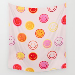 Smiling Faces Pattern Wall Tapestry