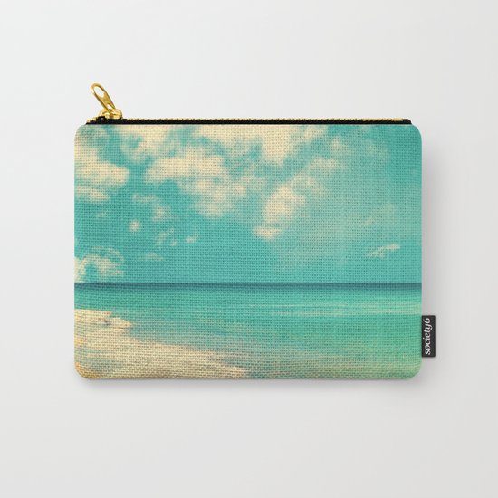Retro beach and turquoise sky (square) Carry-All Pouch