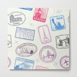 travel Metal Print | Visa, Passport, Holiday, Black And White, Trip, Typography, World, Jet, Pastel, Vacation 