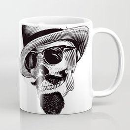Hipster Skull in Black and White Coffee Mug