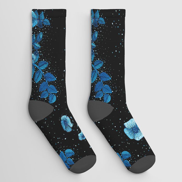 Cosmic Blue Flower Socks