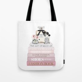 Blush Pink fashion books with perfume & roses by Amanda Greenwood Tote Bag