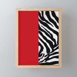 Black white and red zebra print monochrome Framed Mini Art Print