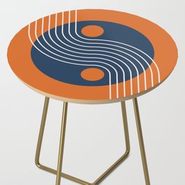 Geometric Lines and Shapes 15 in Navy Blue Orange Side Table