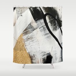 Armor [9]: a minimal abstract piece in black white and gold by Alyssa Hamilton Art Shower Curtain