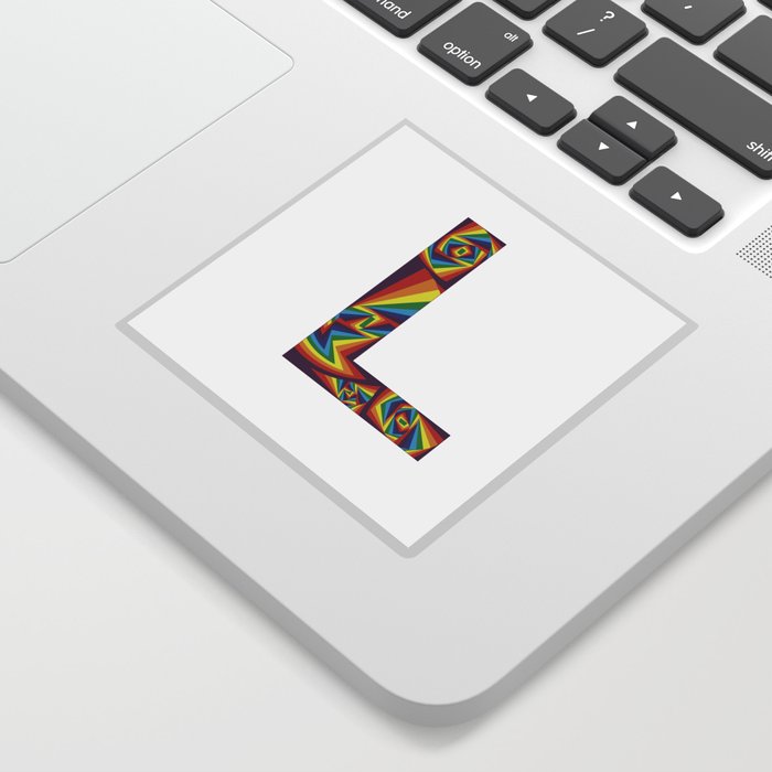  capital letter L with rainbow colors and spiral effect Sticker