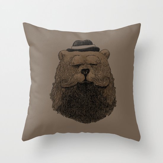 Grizzly Beard Throw Pillow