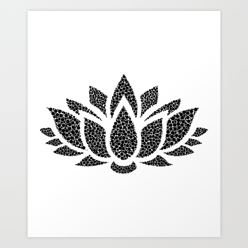 Black White Lotus Flower Art Print By Toccaras Tees Society6