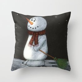 Looking at the stars snowman Throw Pillow