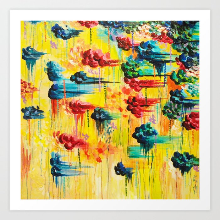 Here Comes The Rain Abstract Acrylic Painting Rain Storm Clouds