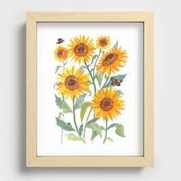 Painted Sunflowers Recessed Framed Print