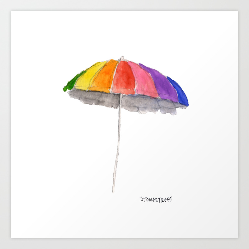Rainbow Beach Umbrella Art Print By Astonestreet Society6