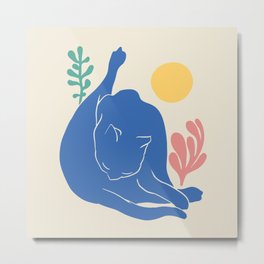 Cat Licking Butt - Grooming Butt in Yoga pose cat licking the third eye Chakra | Ajna Brow Cleaning Metal Print