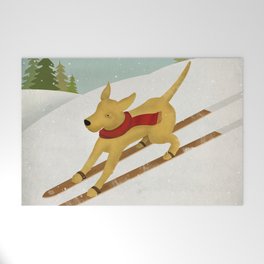 Yellow Labrador Dog Ski Welcome Mat