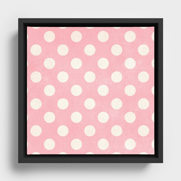 Soft Pink & Ivory Spotted Print  Framed Canvas