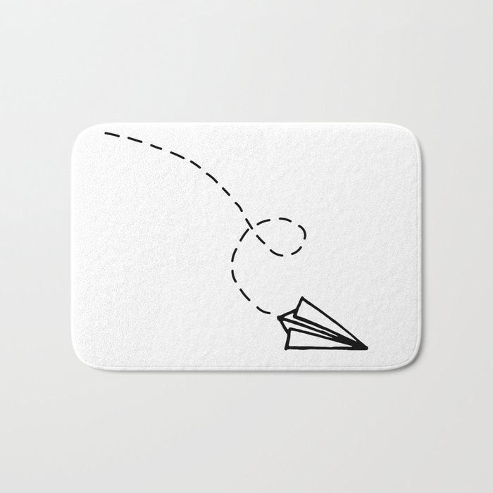 Send It Simple Paper Airplane Drawing Bath Mat By Stopthepresses Society6