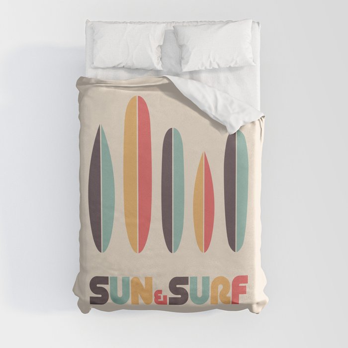 Sun & Surf Surfboards - Retro Rainbow Duvet Cover