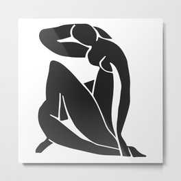 Silhouette Vintage Drawing Of A Naked Girl, Sexy Girl Clip Art, Sexy Girl SVG, Stripper Girl SVG Metal Print
