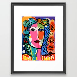 French Portrait Colorful Woman Fauvism by Emmanuel Signorino Framed Art Print