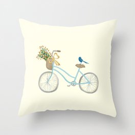 Blue Bicycle Throw Pillow
