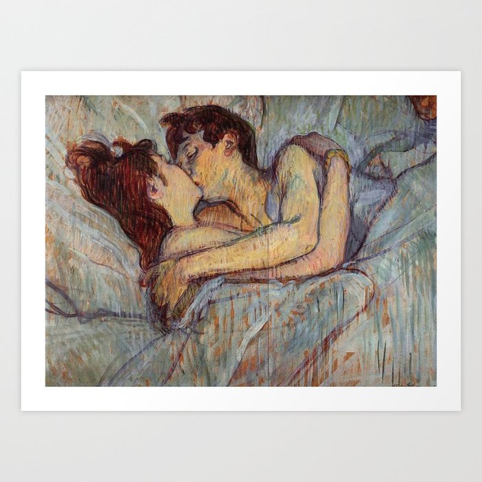 Henri De Toulouse Lautrec In Bed The Kiss Painting Art Print