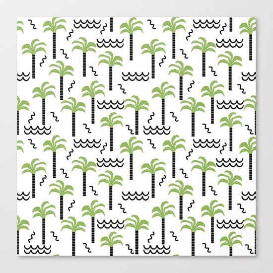 Palm trees tropical minimal ocean seaside socal beach life pattern Canvas Print