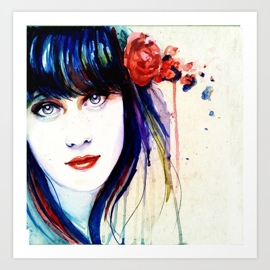 Zooey Watercolor Art Print