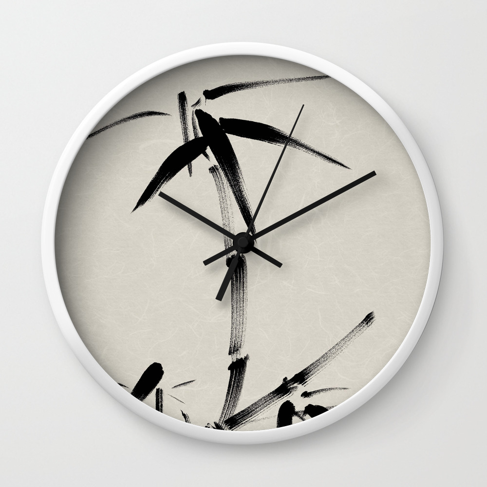 Japanese Brush Painting Bamboo Zen Wall Clock By Axstudio