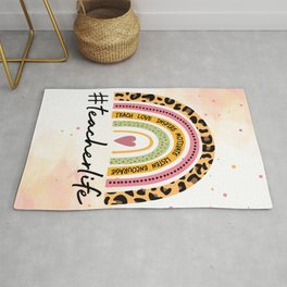 Teacher life rainbow Rug
