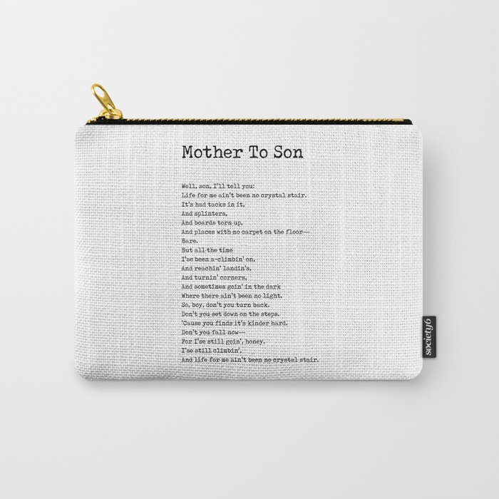 Mother To Son - Langston Hughes Poem - Literature - Typewriter Print Carry-All Pouch