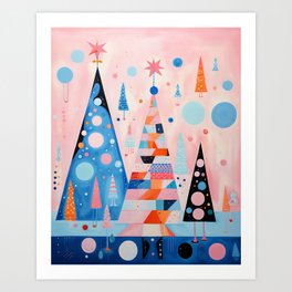 Abstract Pastel Christmas Trees Art Print