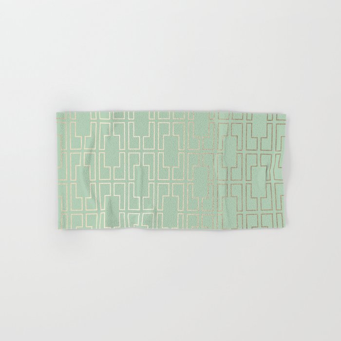 Simply Mid-Century in White Gold Sands and Pastel Cactus Green Hand & Bath Towel