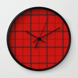 Red and Black Farmhouse Style Gingham Check Tartan Plaid Wall Clock