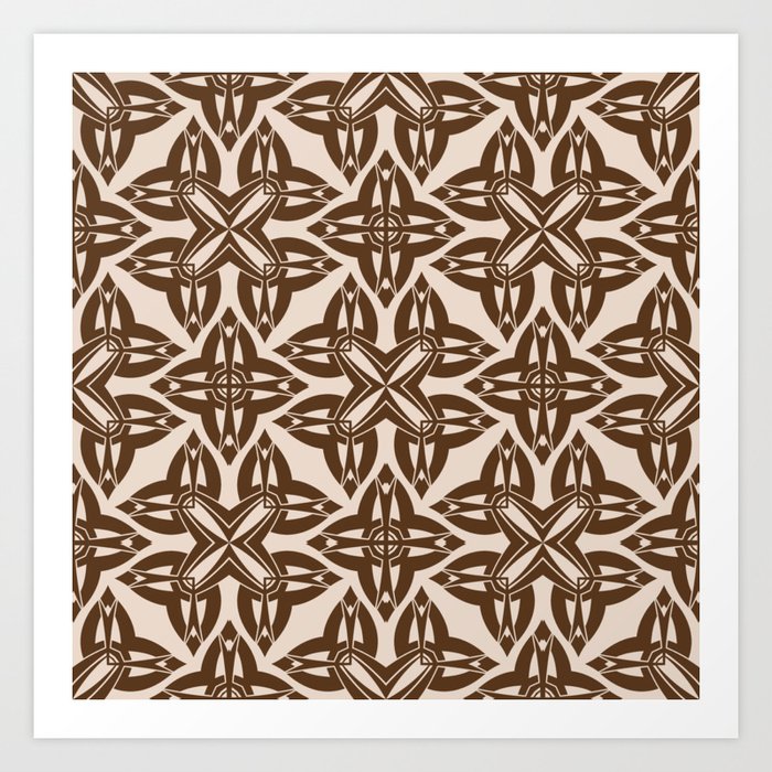 Almond and Bistre color ornamental pattern Art Print