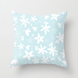 Lemon flowers on a sky blue background Throw Pillow