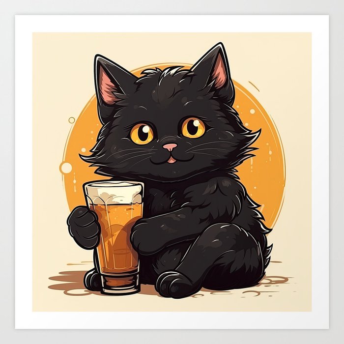 Black Cat Brew Art Print