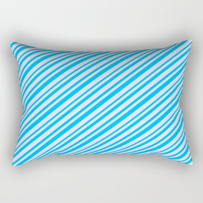Lavender and Deep Sky Blue Colored Lines/Stripes Pattern Rectangular Pillow